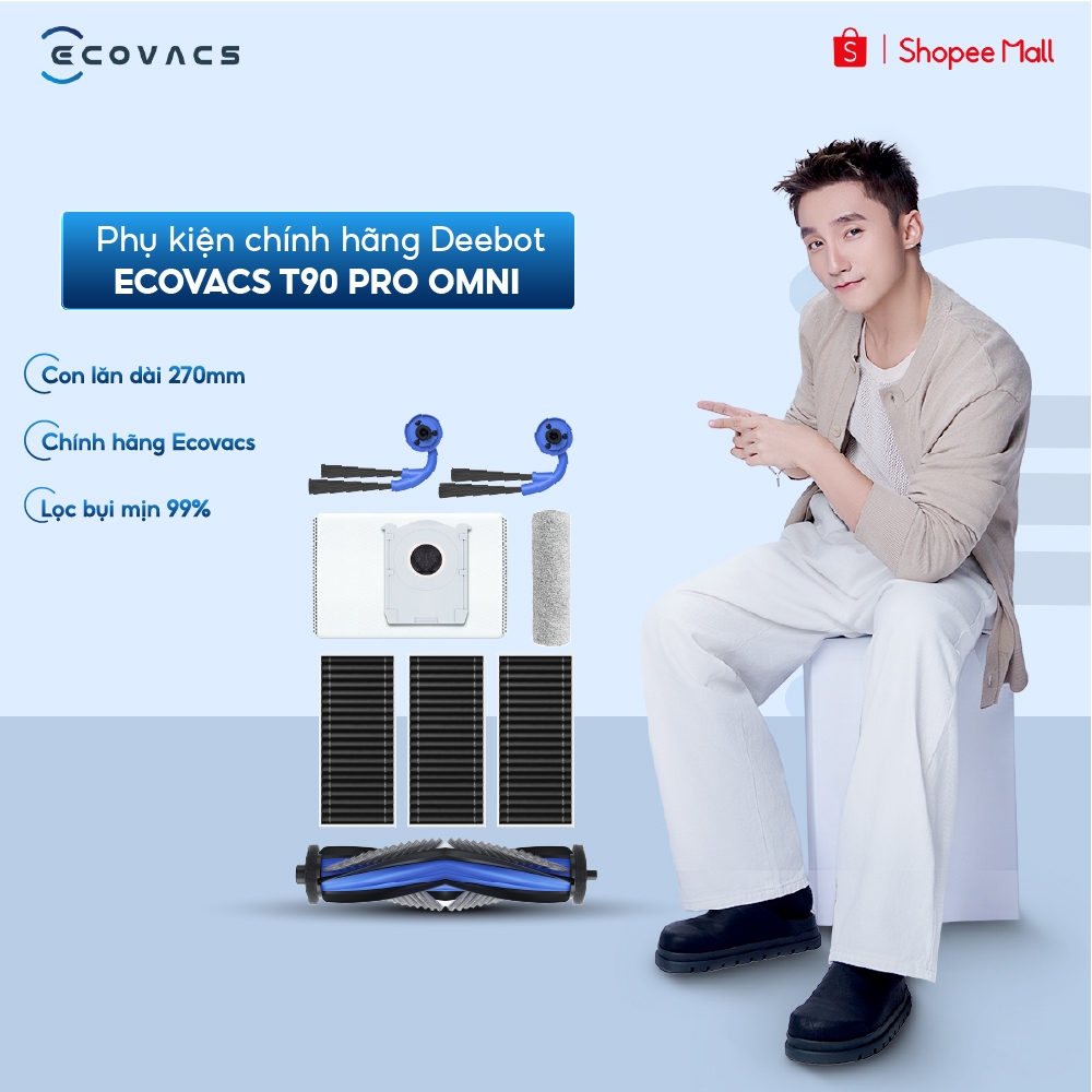 Phụ kiện chính hãng Deebot Ecovacs T90 Pro Omni Chổi cạnh | Chổi chính | Bộ lọc | Con lăn
