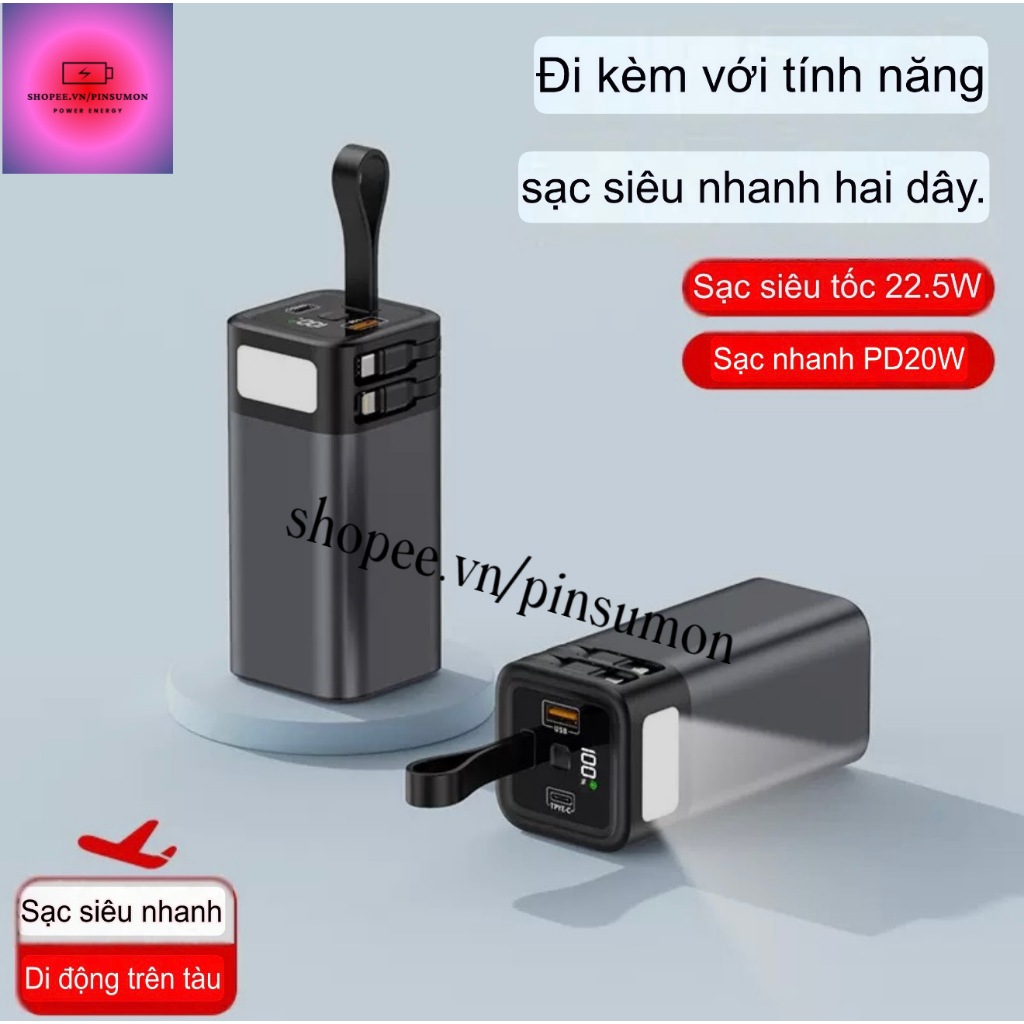 ID56 Box sạc dự phòng vỏ nhôm 20000mAh 22.5w type C có đèn LED  TVHK20 LK226 [không kèm pin]