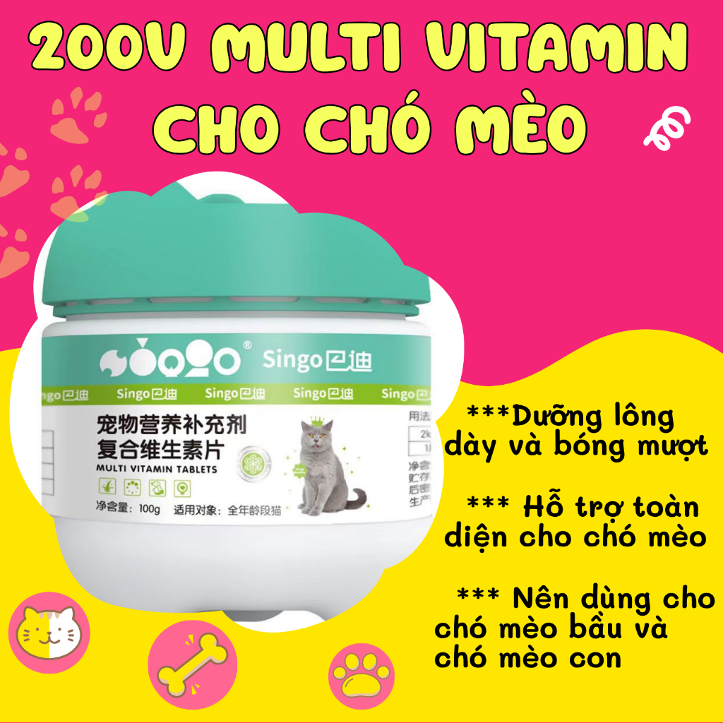 MULTI VITAMIN cho CHÓ MÈO SINGO - thay thế cho Nourse 11