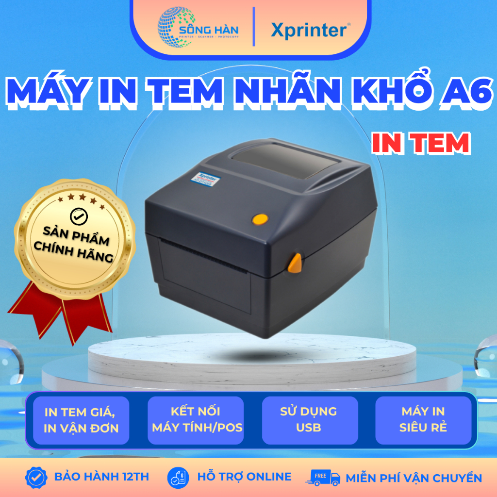 Máy in mã vạch, tem nhãn, decal, hàng chính hãng Xprinter XP-DT426B khổ 110mm (kết nối USB)