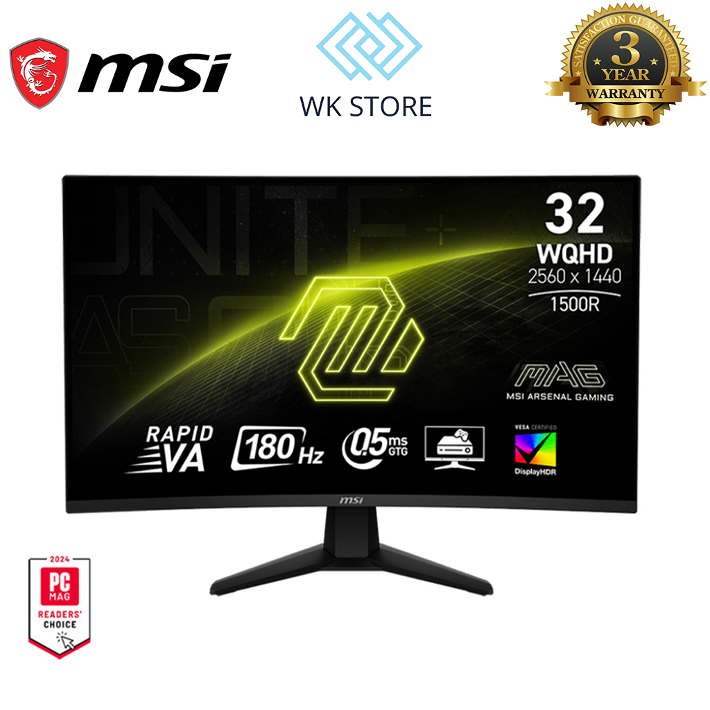 Màn Hình Gaming MSI MAG 32CQ6F | Cong, 32 inch, 2K/QHD, 180Hz, Rapid VA | Mới, BH 36T