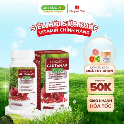 Viên Uống Trắng Da Glutathione Faroson Glutamax 1000 Sáng Da Giảm Nám Chống Nắng Hộp 30 Viên