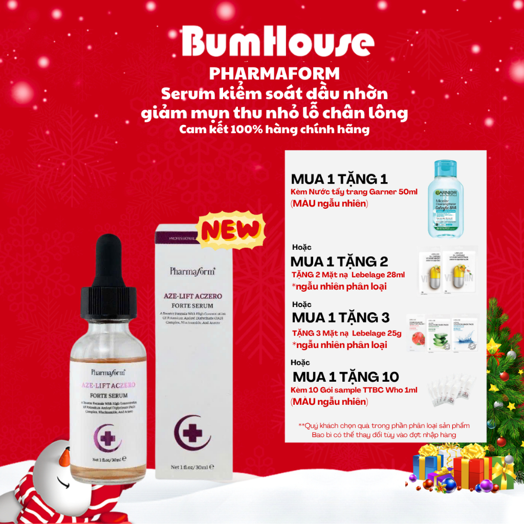 (Mẫu mới) Tinh Chất Pharmaform Aze - Lift Aczero Forte Serum Giúp Kiểm Soát Dầu Nhờn, Làm Dịu Giảm M