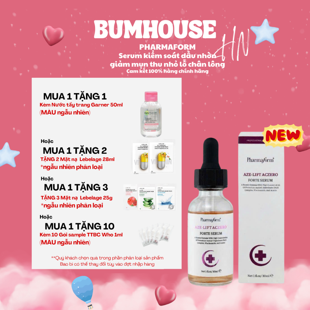 (Mẫu mới)Serum Pharmaform Aze - Lift Aczero Forte Serum Giúp Kiểm Soát Dầu Nhờn, Làm Dịu Giảm Mụn 30