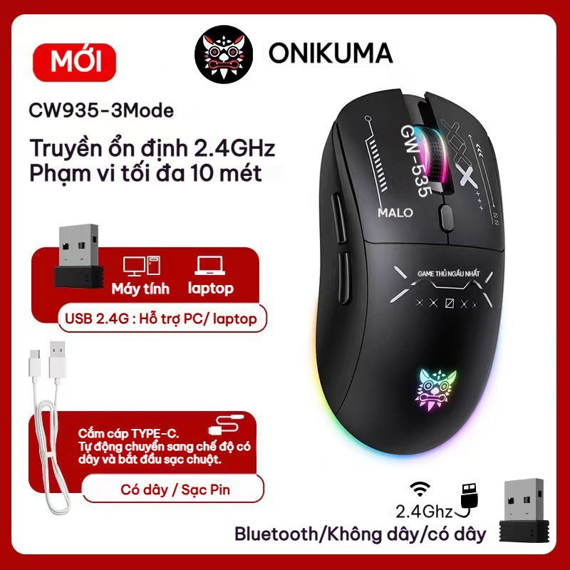 ONIKUMA CW905 Chuột chơi game không dây RGB kết nối không dây 2.4GHz Có thể chuyển đổi DPI 5 tốc độ | BigBuy360 - bigbuy360.vn