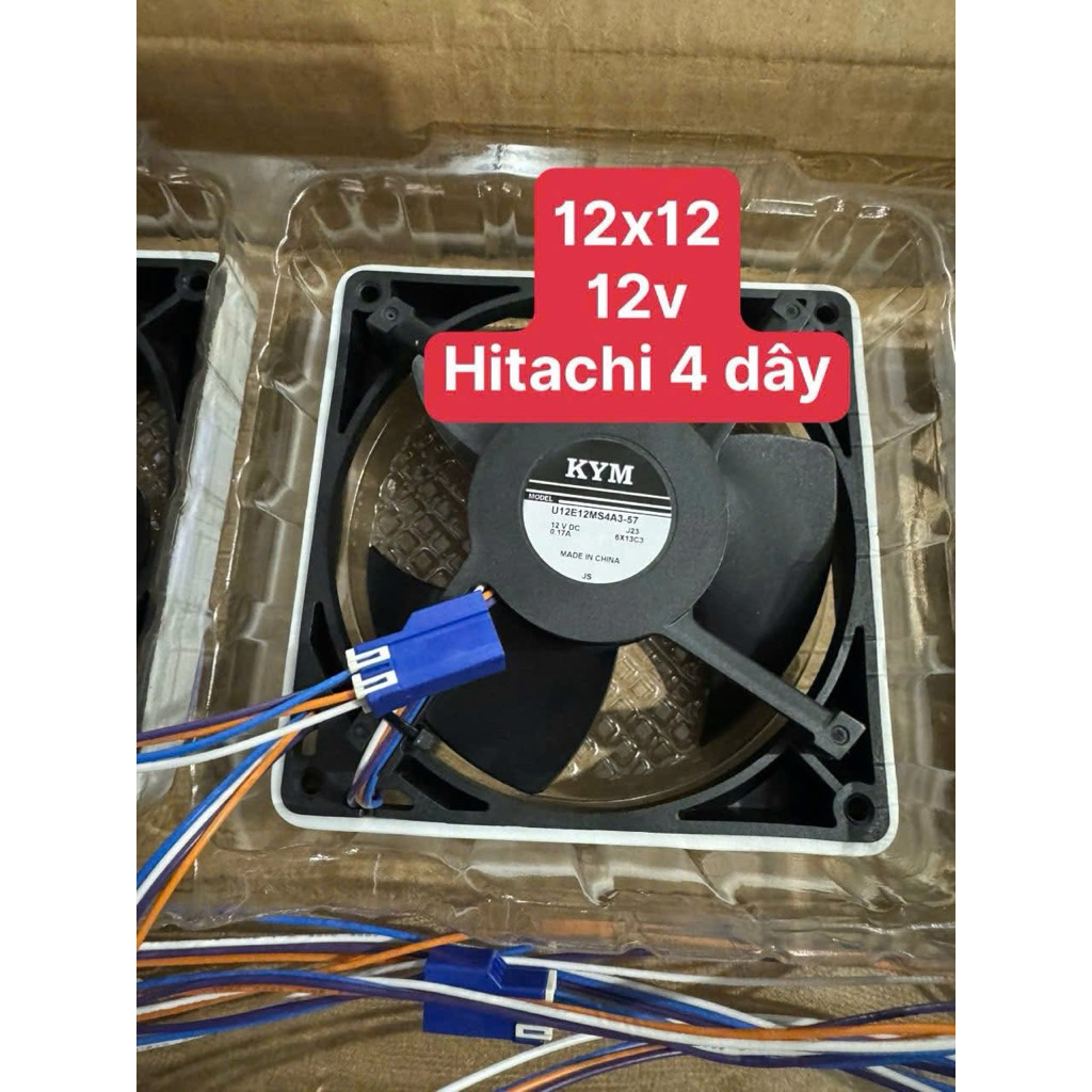 Quạt tủ lạnh Hitachi 4 dây 12V ( 12x12)