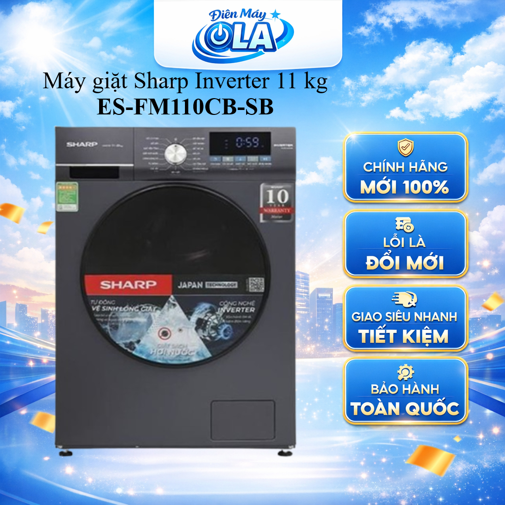 ES-FM110CB-SB/ES-FM110CB-DG - Máy giặt Sharp Inverter 11 kg ES-FM110CB-SB / ES-FM110CB-DG - GIAO TO