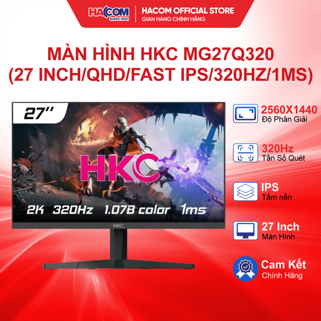 Màn Hình HKC MG27Q320 (27 inch/QHD/Fast IPS/320Hz/1ms) - BH 24 Tháng HACOM PC