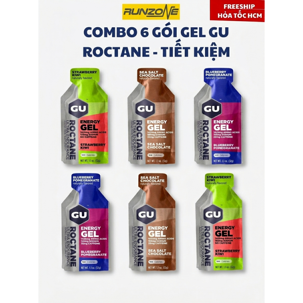 Gel năng lượng GU Roctane nạp năng lượng nhanh điện giải BCAA gói 32g