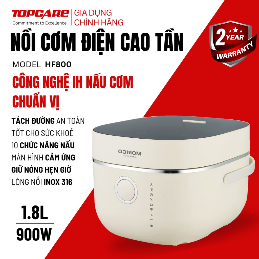 Nồi cơm cao tần MORICO HF800 – Công nghệ IH hiện đại, nấu cơm dẻo ngon, tốt cho sức khỏe mỗi ngày