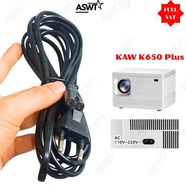 Cáp nguồn máy chiếu mini KAW K650 Plus / K660 Plus dài 1.5m 1.8m 3m xịn - FULL VÁT