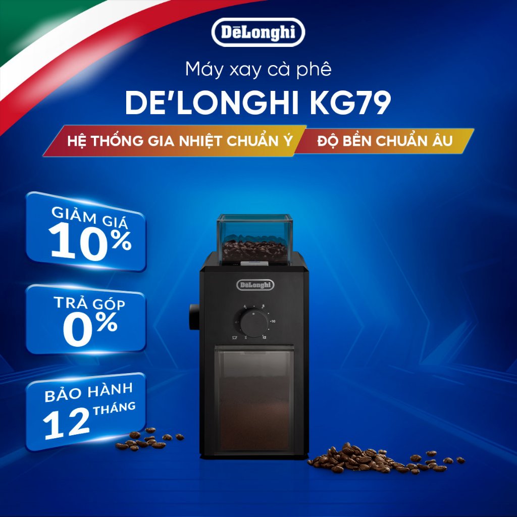 Máy xay cà phê DeLonghi KG79 – Điều chỉnh độ mịn linh hoạt - Hệ Thống An Toàn Kép