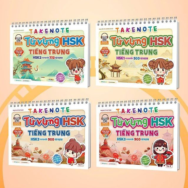 Takenote: Từ vựng HSK 1-2-3 Tiếng Trung - Combo 4 Cuốn HSK1-2-3 (cung cấp 3072 từ vựng) - Megabook