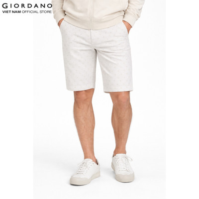 GIORDANO Quần Shorts Kaki Nam Họa Tiết 01105231