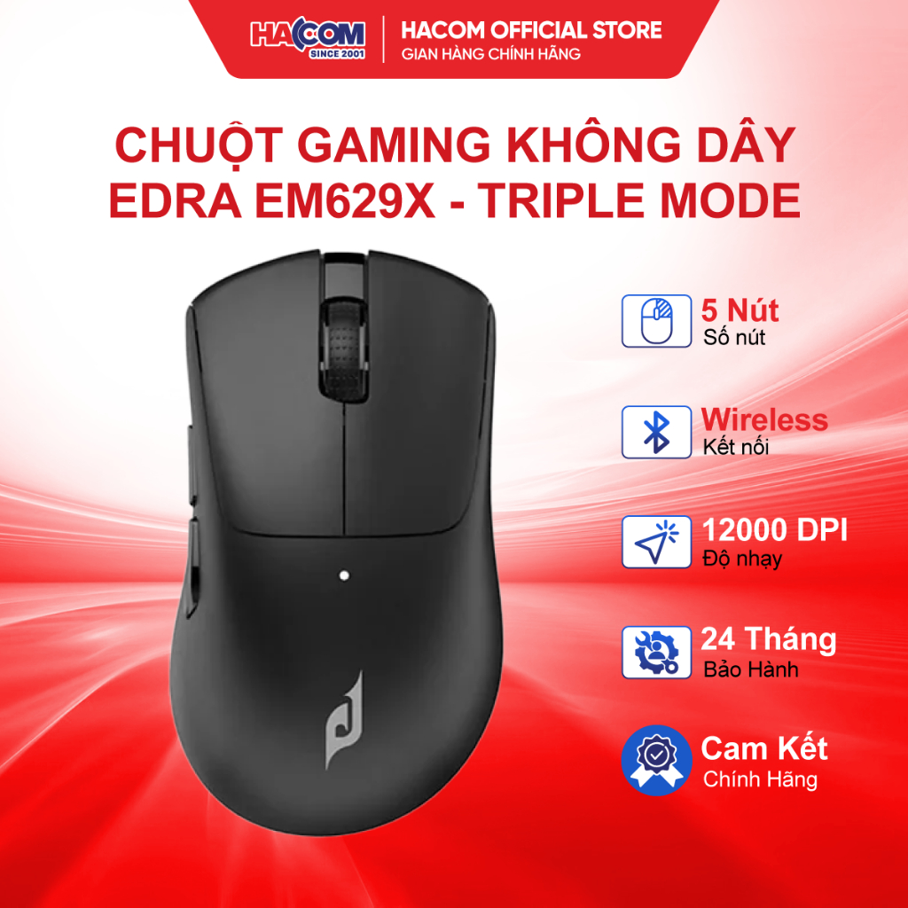 Chuột Gaming Không Dây EDRA EM629X - Triple Mode - Bảo Hành 24 Tháng HACOM PC