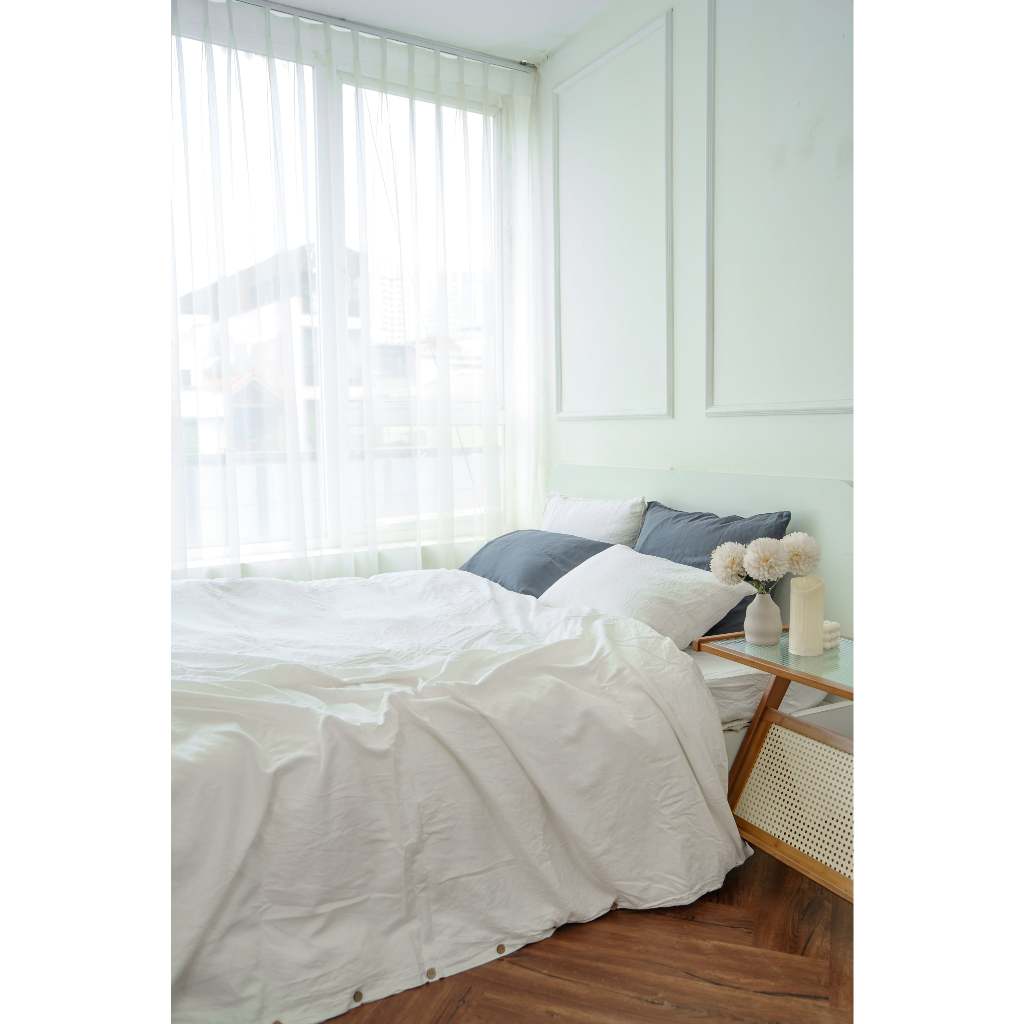 Bộ chăn ga gối New BamBoo Linen- Màu trắng