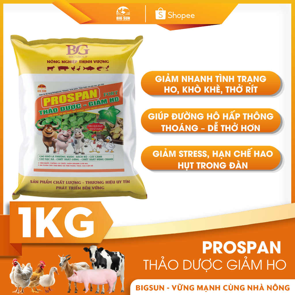 Prospan thảo dược giảm ho cho heo gà, hỗ trợ dứt điểm bệnh hô hấp 1KG