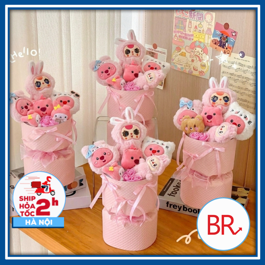 [Quà Tặng 20/10] Bó hoa gấu bông Baby Three quà tặng dễ thương quà tặng thầy cô 20/11– Bó hoa Loopy,Capybara 02353