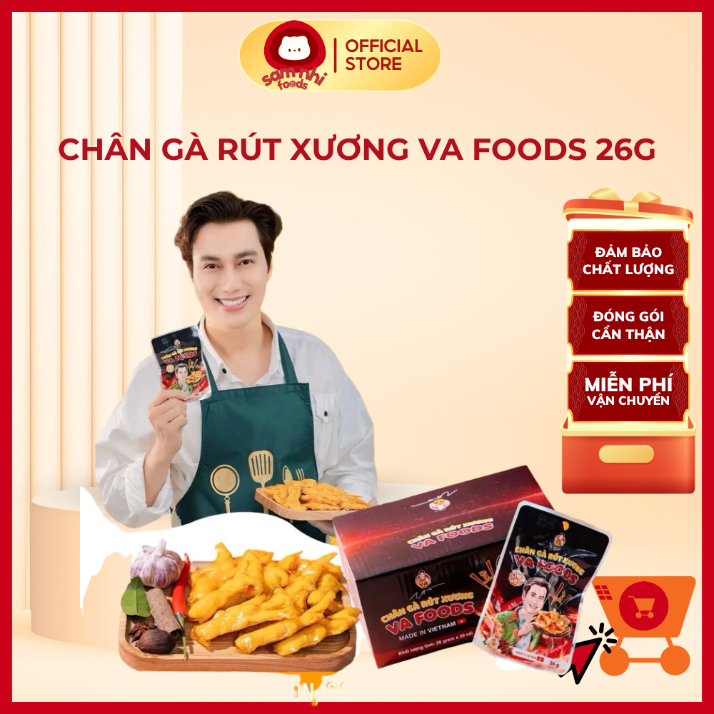Combo 20 Túi Chân Gà Rút Xương VA FOODS Thơm Ngon Dai Giòn 26g - Hàng Việt Nam