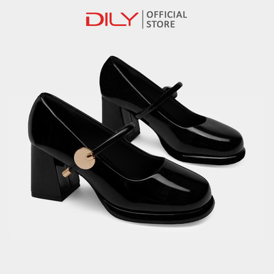 Giày cao gót DILY quai ngang phối khóa sang trọng, gót cao 6.5cm DL0628