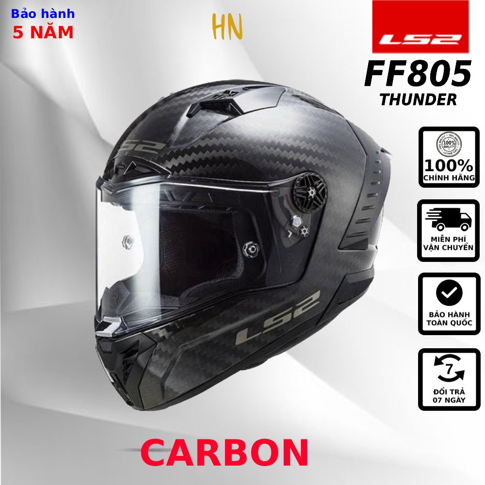Mũ Bảo Hiểm Fullface LS2 FF805 Thunder Racing Carbon Chuẩn ECE22.05 Đi Xe Máy Mô Tô PKL [Chính Hãng]