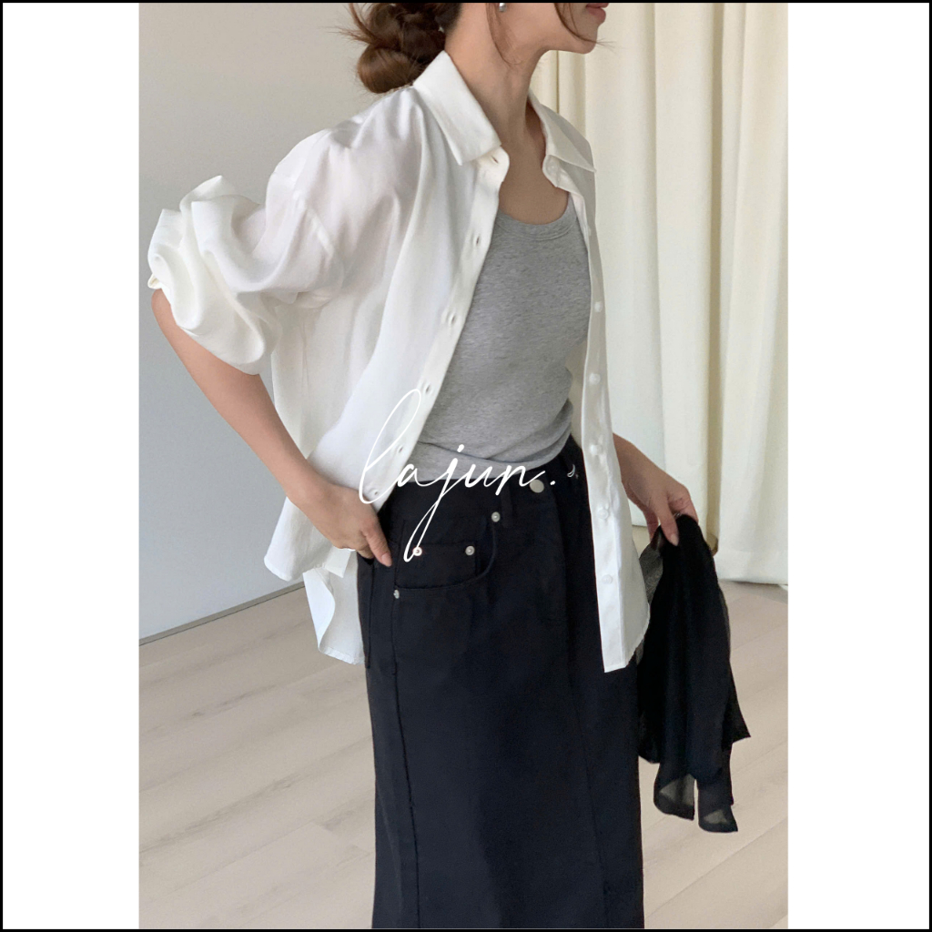 [LAJUN KOREA] Áo Sơ Mi Aven Pastel Tay Dài Chất Rayon Mềm Mịn Rũ Nhẹ Thoáng Mát Form Suông Dễ Phối