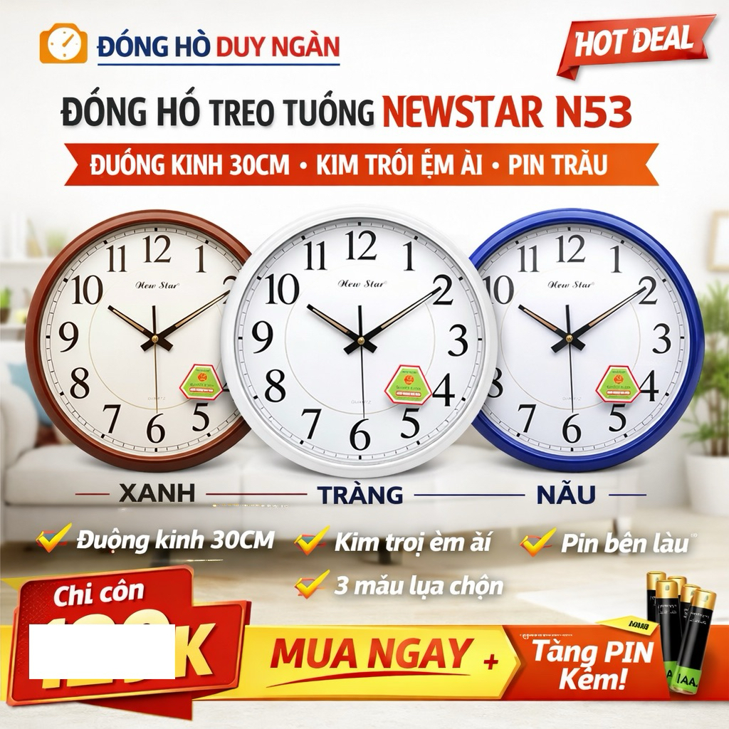 [Kim Trôi] Đồng hồ treo tường Newstar N53