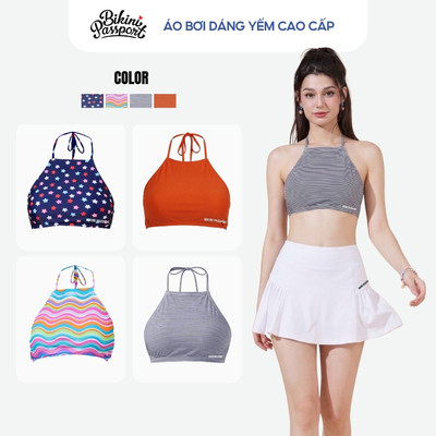 Áo bơi LẺ Nữ BIKINI PASSPORT kiểu dáng yếm - màu Kẻ sọc - BSV214_STR