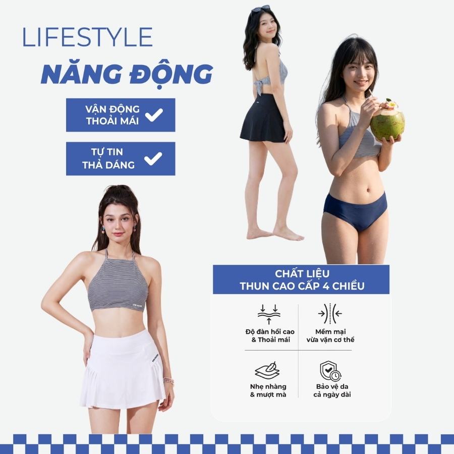 Áo bơi LẺ Nữ BIKINI PASSPORT kiểu dáng yếm - màu Kẻ sọc - BSV214_STR | BigBuy360 - bigbuy360.vn