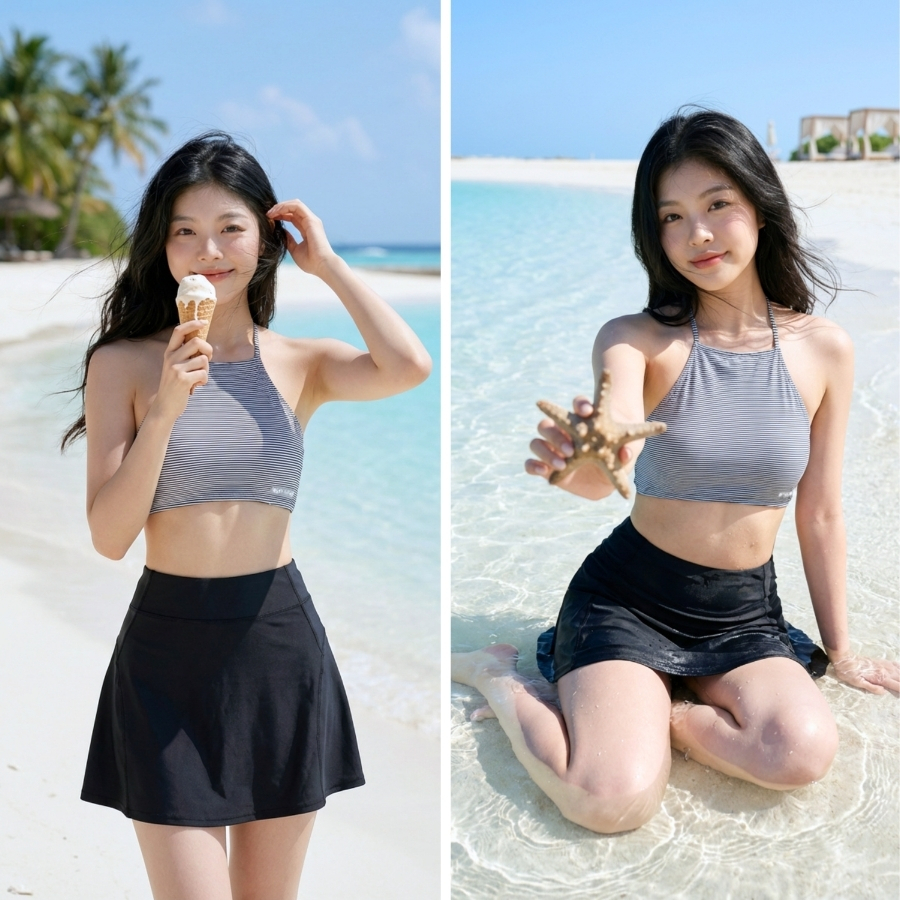 Áo bơi LẺ Nữ BIKINI PASSPORT kiểu dáng yếm - màu Kẻ sọc - BSV214_STR | BigBuy360 - bigbuy360.vn