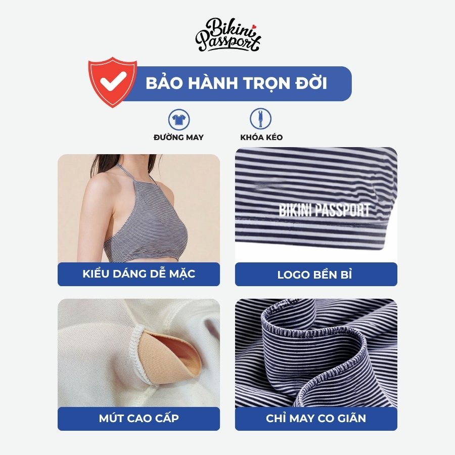 Áo bơi LẺ Nữ BIKINI PASSPORT kiểu dáng yếm - màu Kẻ sọc - BSV214_STR | BigBuy360 - bigbuy360.vn