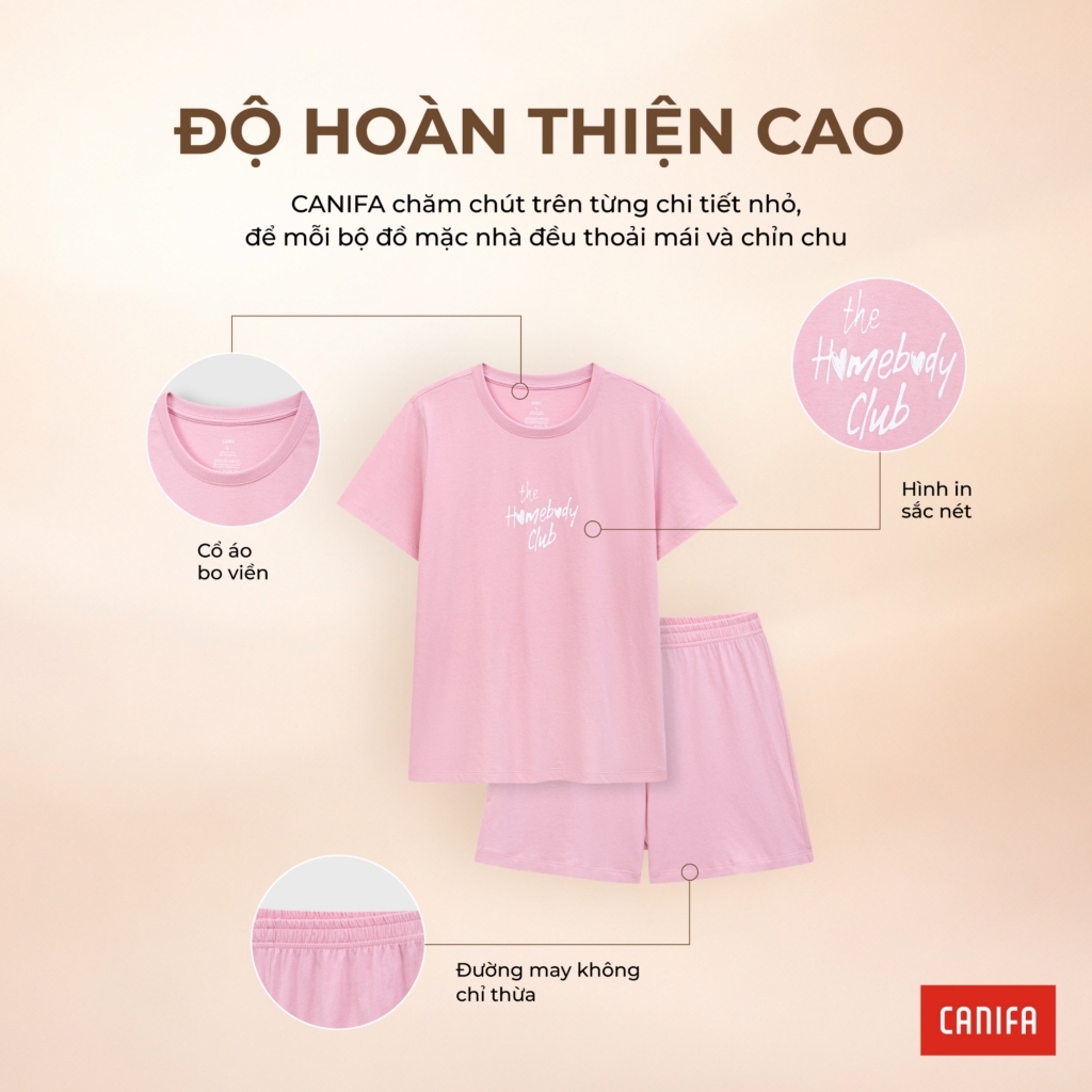 Bộ quần áo nữ CANIFA bộ hè thun cộc tay quần short có hình in PS26 6LS26S004 | BigBuy360 - bigbuy360.vn