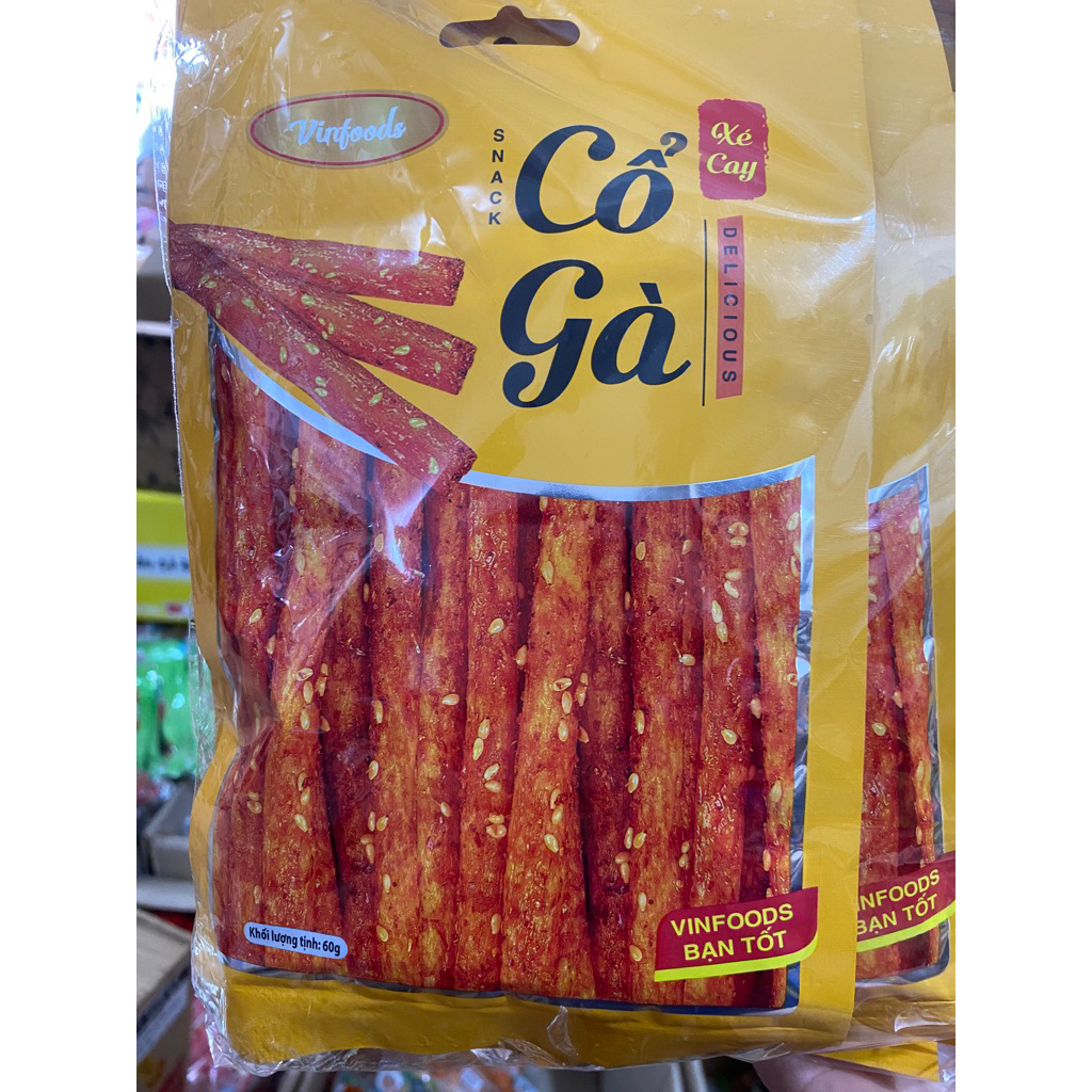Bịch 20 gói Snack cổ gà xé cay vinfoods gói 60g thơm cay