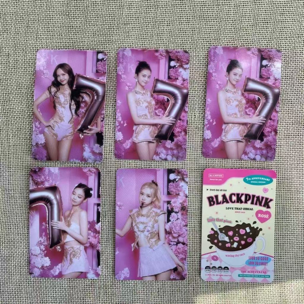Blackpink 7th Anniversary Oatmeal Single Card Rose Card Genuine Edition