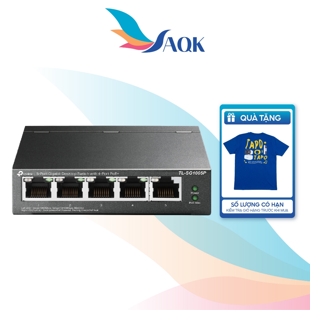 Switch TP-Link 4-Port PoE with 5-Port Gigabit Desktop TL-SG1005P - Hàng chính hãng