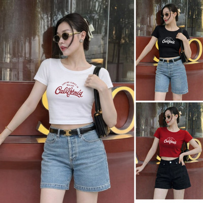 Áo Croptop nữ NA02 in California chất liệu thun cotton mềm mịn Loza CR8532