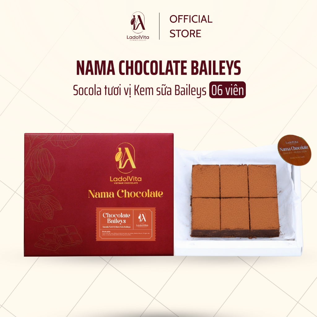 [Hỏa Tốc_HCM] - Socola Kem Sữa Baileys Nama Chocolate Ladolvita - Hộp 6 Và 20 Viên