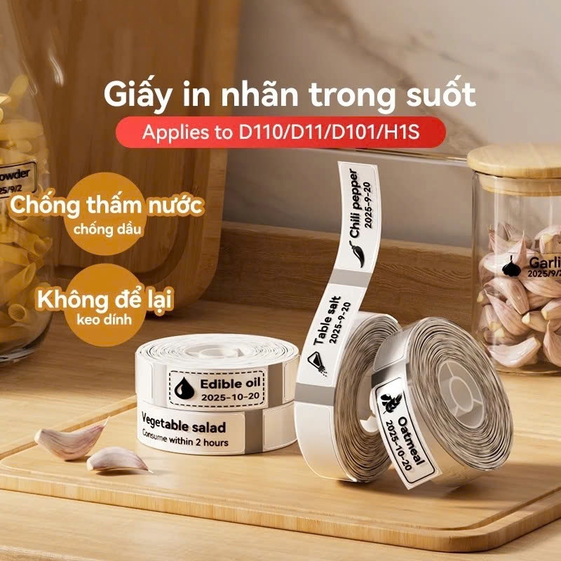 Nhãn in nhiệt trong suốt dùng cho máy in nhãn Niimbot D11/D110/D101/H1S