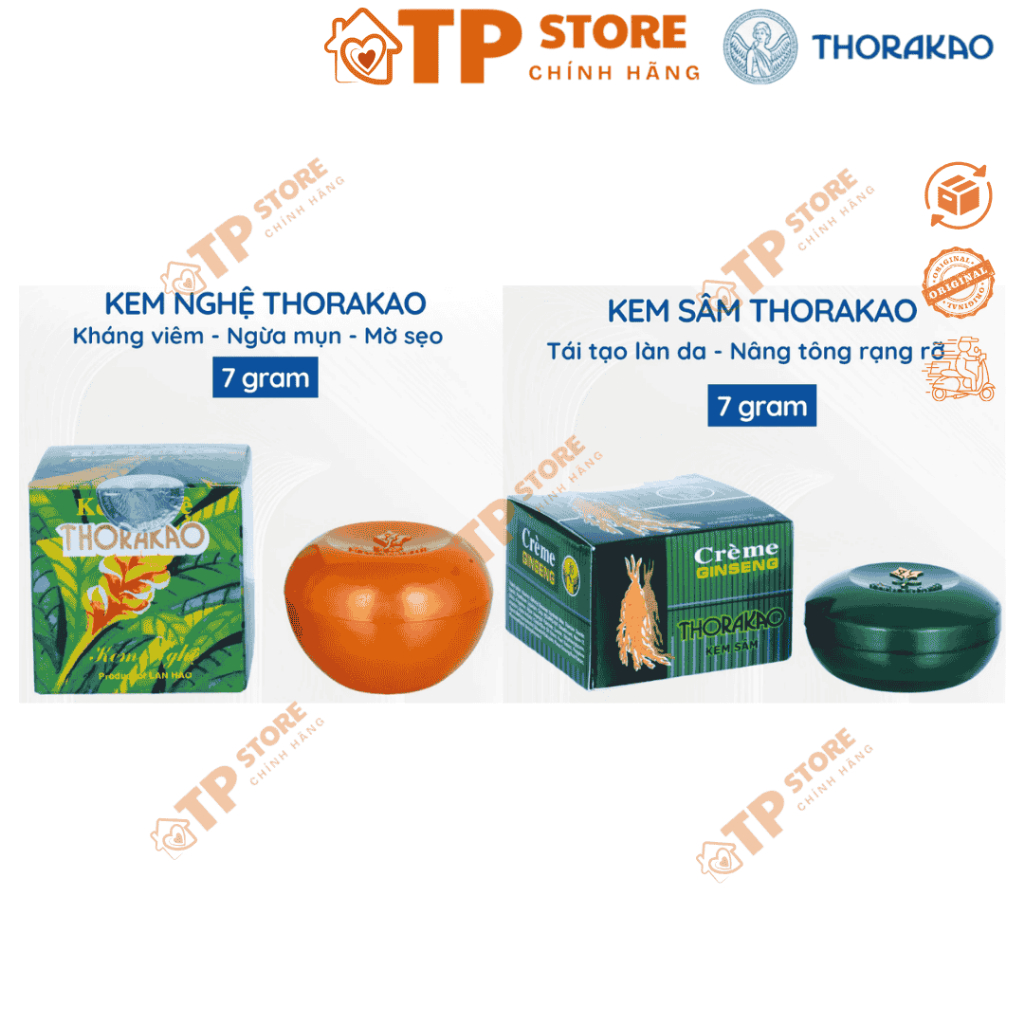 Kem Nghệ Thorakao và kem Sâm Thorakao dưỡng da mềm mịn hỗ trợ sáng da 10g