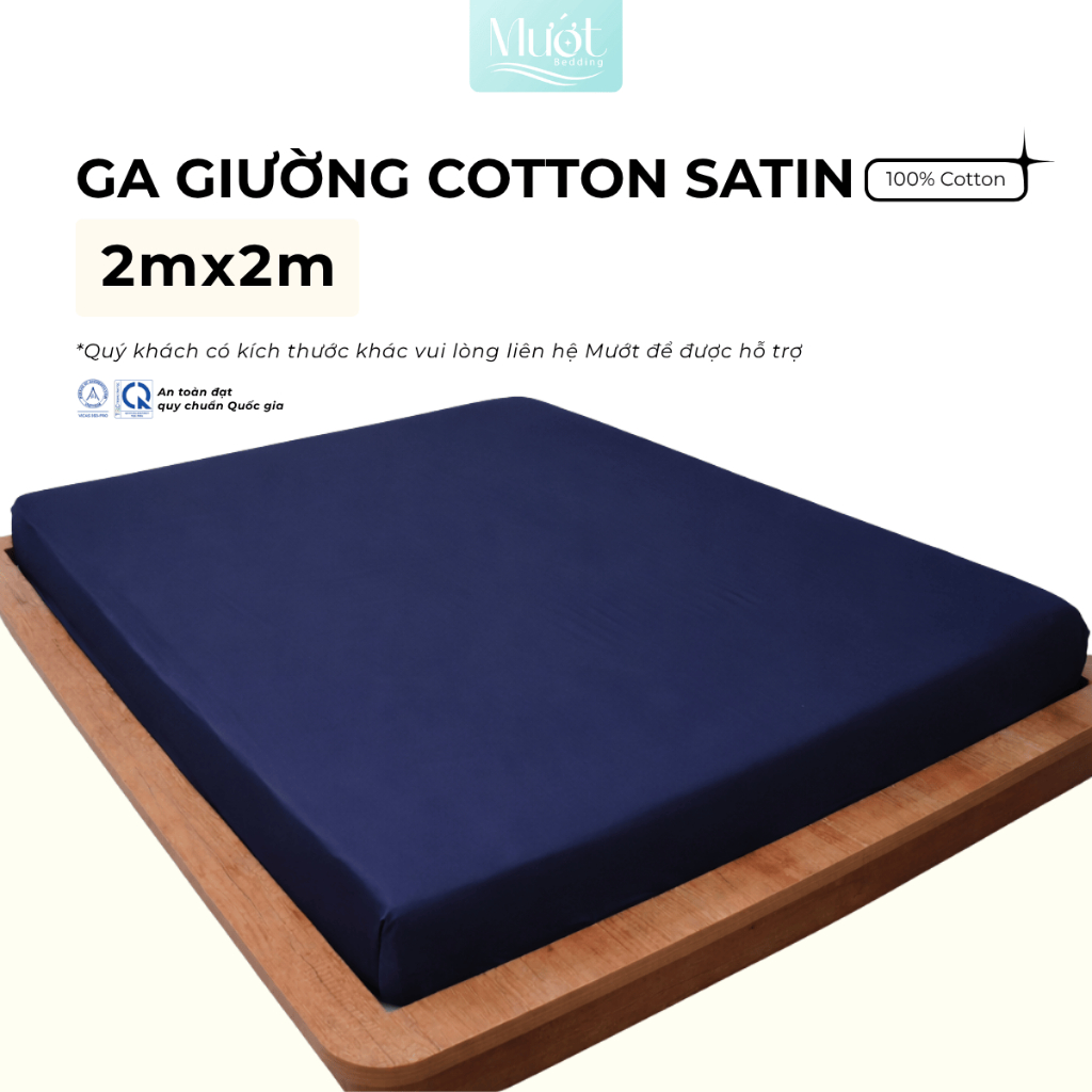 Ga giường kích thước 2mx2m Cotton Satin Mướt bedding chất liệu 100% cotton cao cấp