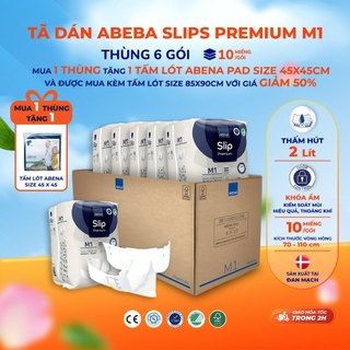 Tã dán người lớn abena slip premium m1 siêu thấm hút 2l dùng ban đêm hông 70-110cm gói 10 miếng