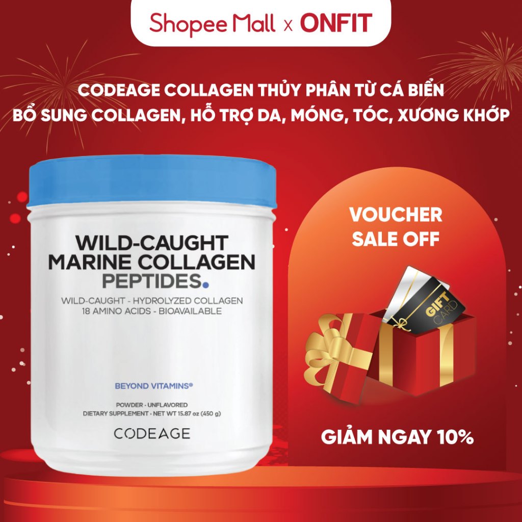 Codeage Wild Caught Marine Collagen Peptides (450g) Bổ Sung Collagen và 18 Loại Amino Acids | ONFIT