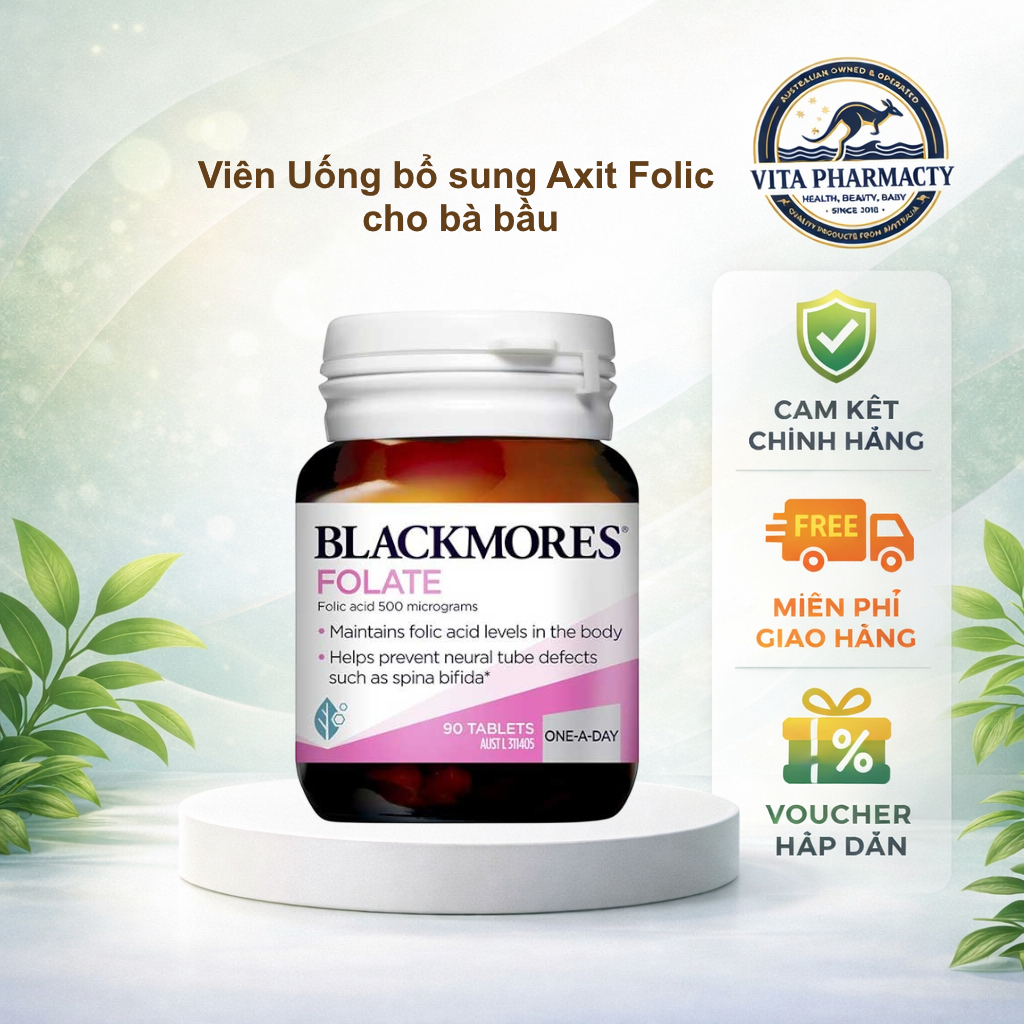 Viên Uống Bổ Sung Axit Folic Cho Mẹ Bầu Blackmores Folate 90 viên