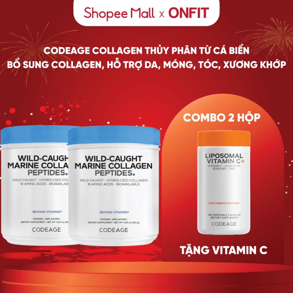 Codeage Bột Collagen Wild Caught Marine Collagen Peptides (450g) Bổ Sung Collagen và 18 Loại Amino A