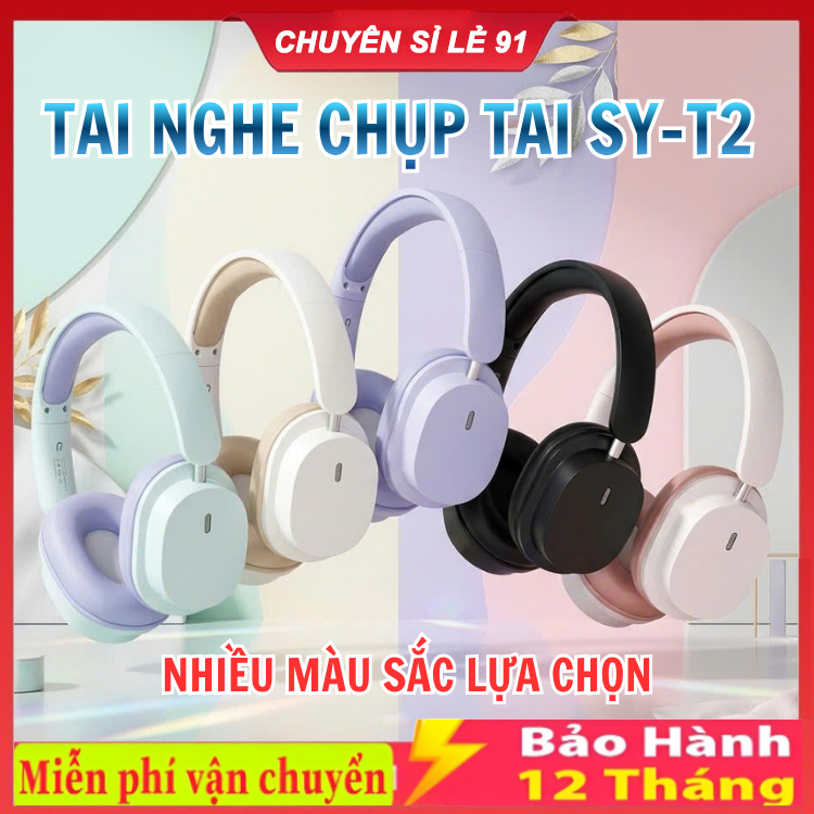 Tai nghe bluetooth SY-T2 / P9 / P2961 chụp tai có micro chơi game. Tai nghe không dây gaming âm than