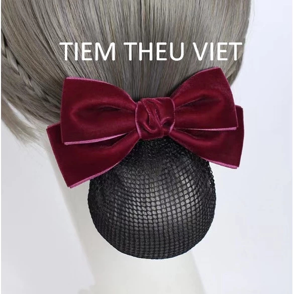 [Peinn] Kẹp Búi Lưới Nhung Tiệm Thêu Việt BL09
