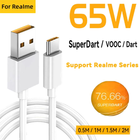 SuperVOOC Fast Charger 2.0 65W OPPO USB Type C 6.5A Fast Charging Cable For OPPO Reno 10 9 8 7 6 5 4