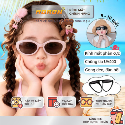 Kính Râm Mắt Mèo Phân Cực AORON Cho Bé 5–10 Tuổi Thời Trang Đi Biển Đi Đường Chống UV Chống Chói