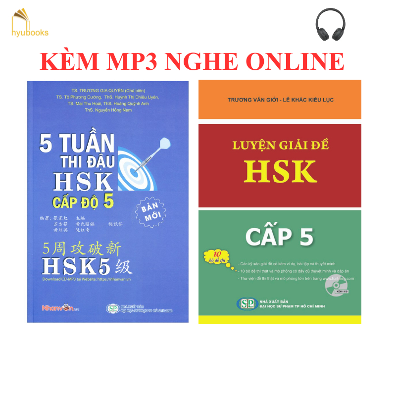 Sách - Combo: 5 Tuần Thi Đậu HSK5 + Luyện giải đề HSK Cấp 5+KÈM MP3 NGHE ONLINE