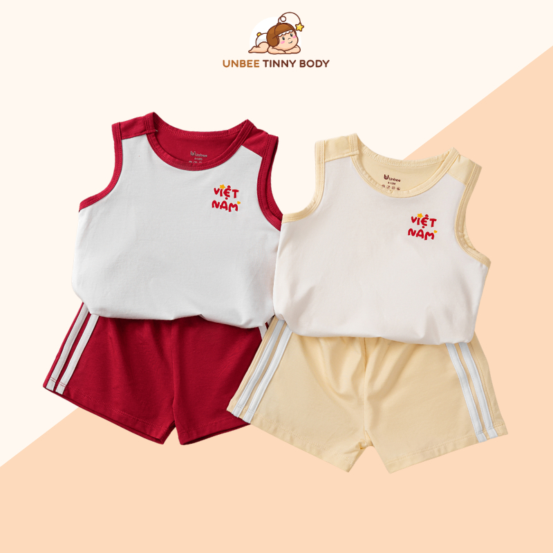 Bộ quần áo 3 lỗ Unbee phối màu thể thao in chữ Việt Nam cho bé trai bé gái